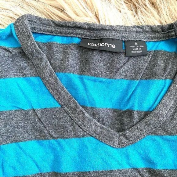 CLAIBORNE Striped Tshirt Sz Medium‎ - Picture 3 of 5